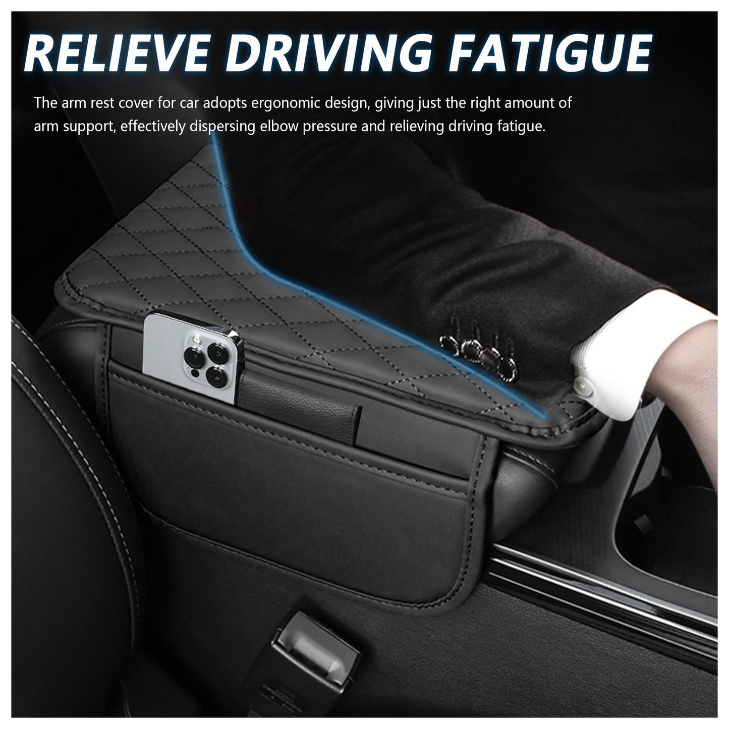 Stacool Universal Car Armrest Cover Cushion with Storage
